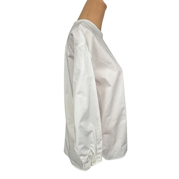 MUJI Women's White Easy-Dry Organic Cotton‎ Long Sleeve Blouse Size Small - Picture 7 of 11